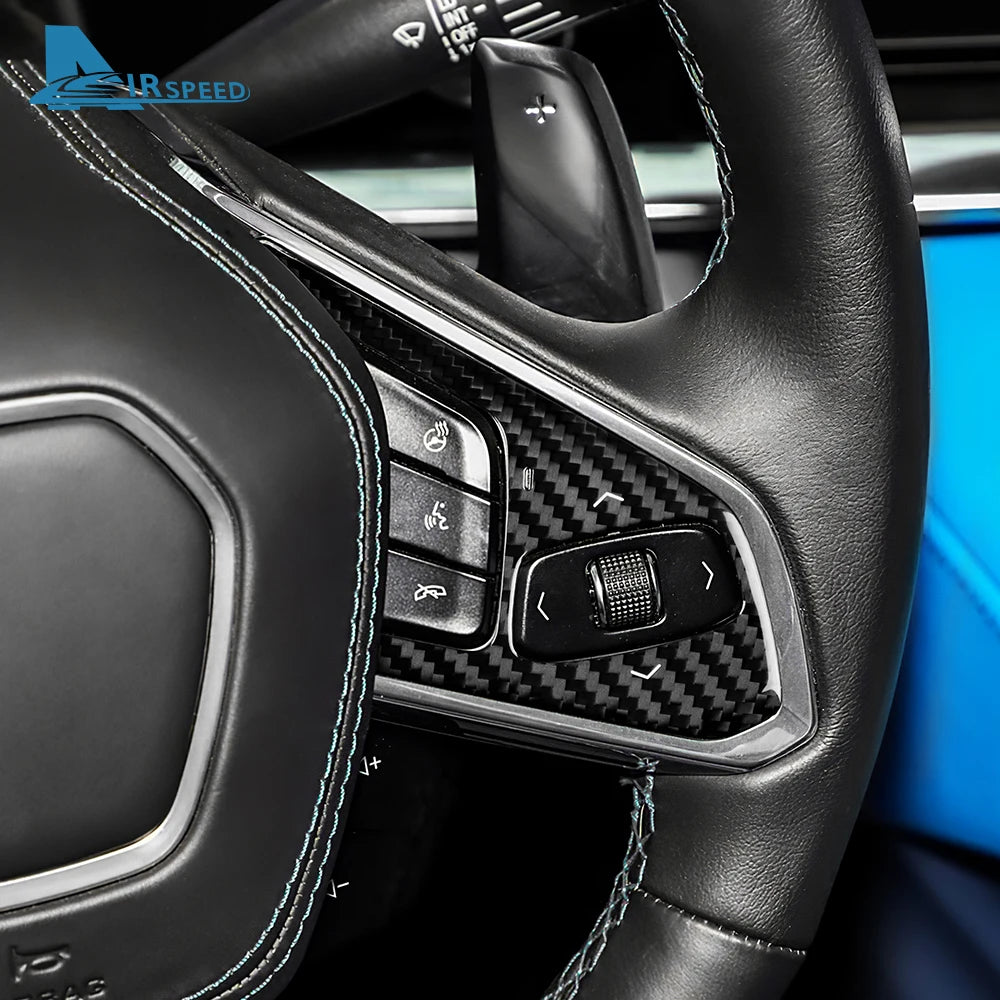Real Hard Carbon Fiber For Chevrolet Corvette C8 2024 2025 Car Steering Wheel Button Cover Dry Carbon Interior Accessories Trim