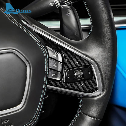 Real Hard Carbon Fiber For Chevrolet Corvette C8 2024 2025 Car Steering Wheel Button Cover Dry Carbon Interior Accessories Trim