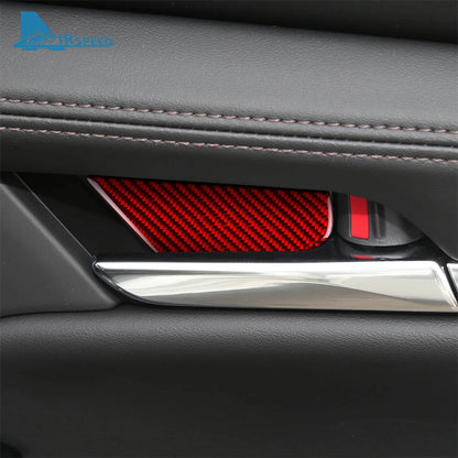 Real Soft Carbon Fiber Sticker For Mazda 3 2019-2025/CX-30 2020-2025 LHD RHD Car Inner Door Bowl Panel Interior Trim Accessories