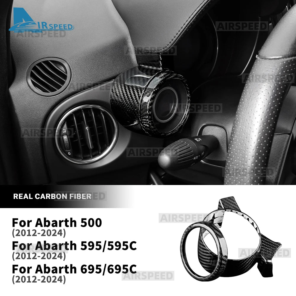 Real Dry Hard Carbon Fiber Sticker For Abarth 595 695 595C 695C 2012-2020 2021 2022 2023 2024 LHD Boost Gauge Cover Trim