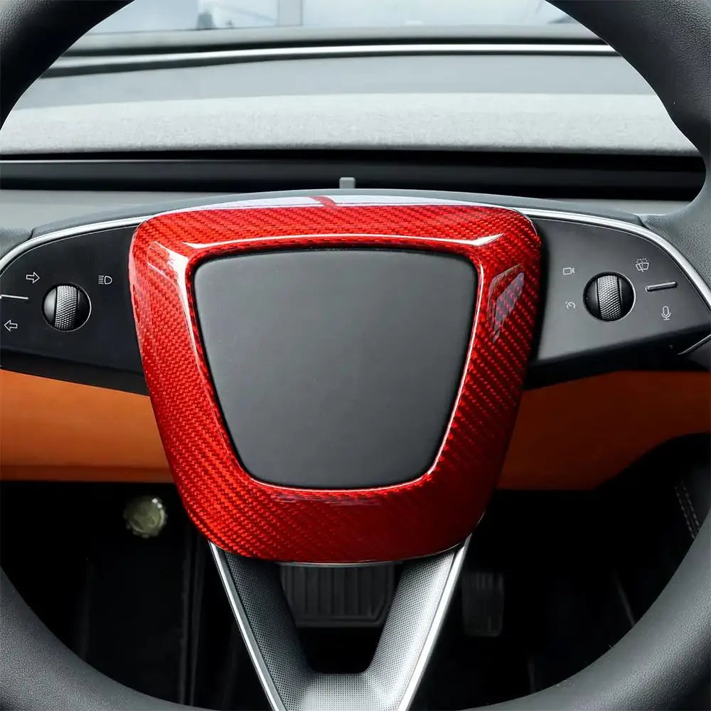 Real Hard Carbon Fiber Sticker For Tesla Model 3 Highland 2024 Car Steering Wheel Cover Interior Trim Accessories - detail view 3