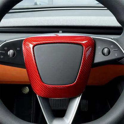 Real Hard Carbon Fiber Sticker For Tesla Model 3 Highland 2024 Car Steering Wheel Cover Interior Trim Accessories - detail view 3