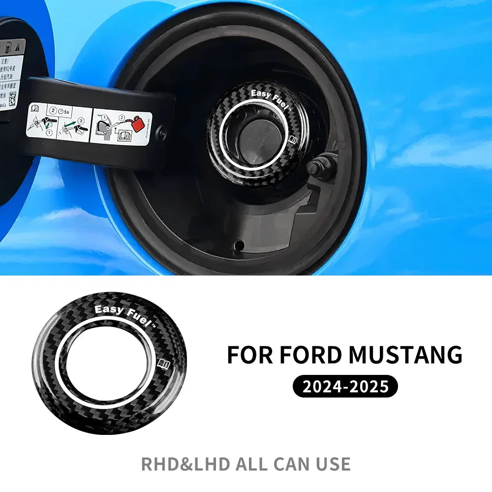 Real Hard Carbon Fiber Car Tank Cap Fuel Tank Cover for Ford Mustang 2024 2025 Sticker Exterior Decor Accessories