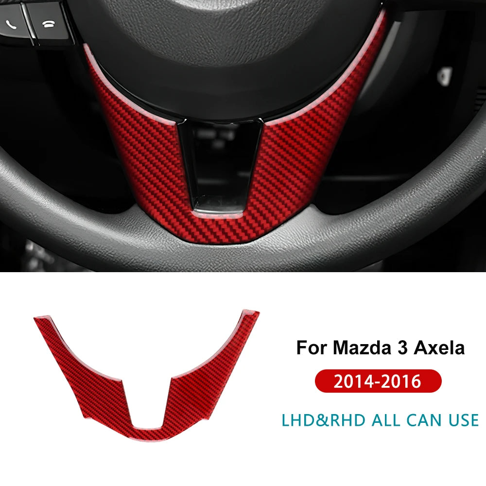 Real Soft Carbon Fiber Sticker For Mazda 3 Axela 2014 2015 2016 LHD RHD Car Steering Wheel Bottom Trim Interior Accessories