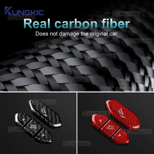 Fiber Steering Wheel Button Sticker For Dodge Charger 2024 2025 2026 2027 LHD RHD Car Real Dry Hard Carbon Interior Accessories