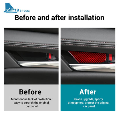 Real Soft Carbon Fiber Sticker For Mazda 3 2019-2025/CX-30 2020-2025 LHD RHD Car Inner Door Bowl Panel Interior Trim Accessories
