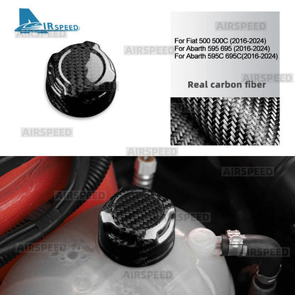 For Abarth 595 595C 695 695C /Fiat 500 500C 2016-2024 Real Dry Hard Carbon Fiber LHD RHD Car Coolant Cap Trim Cover Accessories - product view