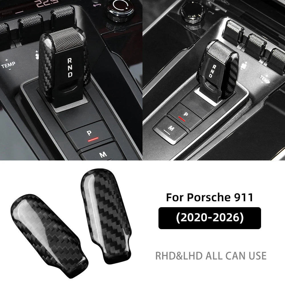 Real Hard Carbon Fiber Gear Shift Side Trim Sticker For Porsche 911 2020 2021 2022 2023 2024 2025 2026 Car Interior Accessories
