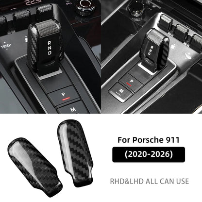 Real Hard Carbon Fiber Gear Shift Side Trim Sticker For Porsche 911 2020 2021 2022 2023 2024 2025 2026 Car Interior Accessories