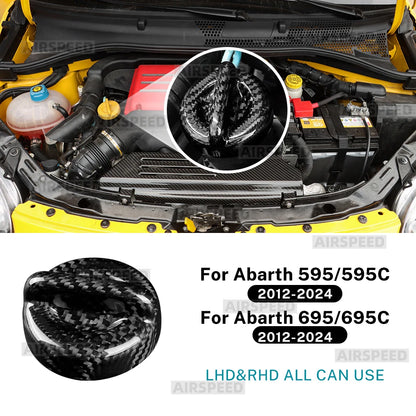 Real Dry Hard Carbon Fiber For Abarth 595 595C 695 695C 2012-2024 LHD RHD Car Engine Oil Filler Cap Sticker Cover Accessories