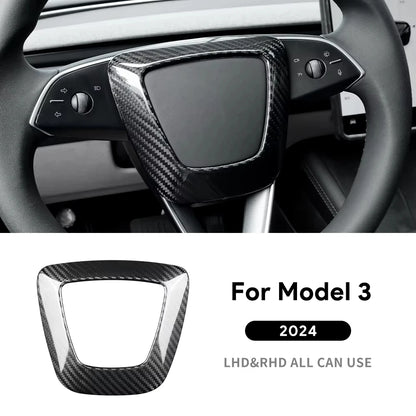 Real Hard Carbon Fiber Sticker For Tesla Model 3 Highland 2024 Car Steering Wheel Cover Interior Trim Accessories - detail view 8