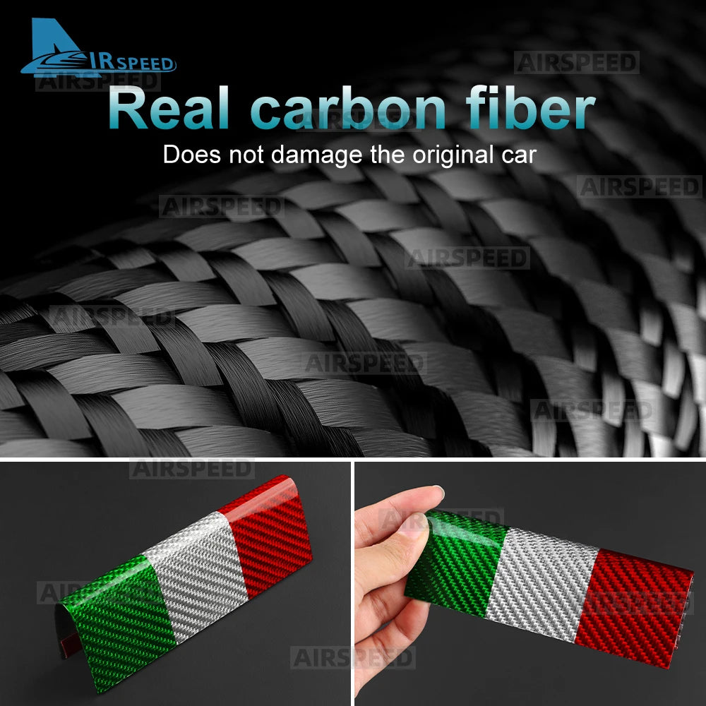 For Abarth 595 695 595C 695C 2017-2024 Real Dry Hard Italian Color Carbon Fiber Car Rear Bumper Lip Sticker Interior Accessories