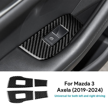 Real Soft Carbon Fiber Sticker For Mazda 3 Axela 2019 2020 2021 2022 2023 2024 2025 Car Rear Door Window Lifting Frame Panel