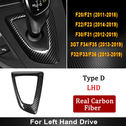 Real Carbon Fiber for BMW F30 F10 F15 F07 F20 F21 F22 F32 F34 F35 5GT Car Gear Shift Panel Frame Gear Knob Cover Head Trim