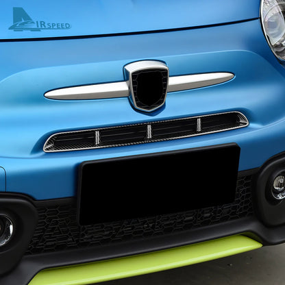 Real Hard Carbon Fiber Sticker For Abarth 595 2017 2018 2019 2020 2021 2022 2023 2024 Front Center Grille Tricolor Carbon Trim
