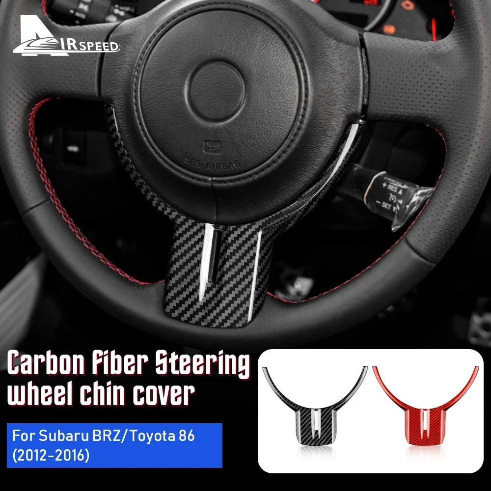 Real Dry Carbon Fiber Cover For Subaru BRZ Toyota 86 2012-2016 Car Steering Wheel Panel Protective Cover Sticker Trim Interior - detail view