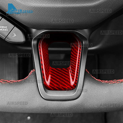 Real Hard Dry Carbon Fiber Material Sticker For Dodge Charger 2024 2025 2026 2027 Steering Wheel Chin Decoration Car Accessories