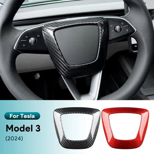 Real Hard Carbon Fiber Sticker For Tesla Model 3 Highland 2024 Car Steering Wheel Cover Interior Trim Accessories - product view