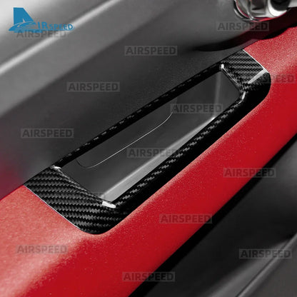 Real Hard Dry Carbon Fiber Sticker RHD For Fiat 500 Abarth 595 695 2008-2024 Car Rearview Mirror Adjustment Switch Storage Box - detail view 3