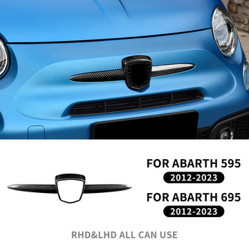 Black Forged Carbon Fiber Front Emblem Frame Trim for 2012–2024 Abarth 595 & 695