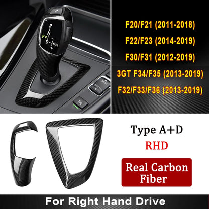 Real Carbon Fiber for BMW F30 F10 F15 F07 F20 F21 F22 F32 F34 F35 5GT Car Gear Shift Panel Frame Gear Knob Cover Head Trim
