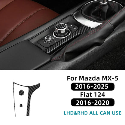 For Mazda MX-5 Roadster Fiat 2016-2025 Car Accessories Interior Black Plastic Multimedia Surrounding Panel Cover Trim Sticker