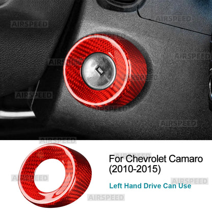 For Chevrolet Camaro 2010-2015 Hard Carbon Fiber Central Control Switch Decoration Ring Knob Trim Cover Interior Car Accessories - detail view 7