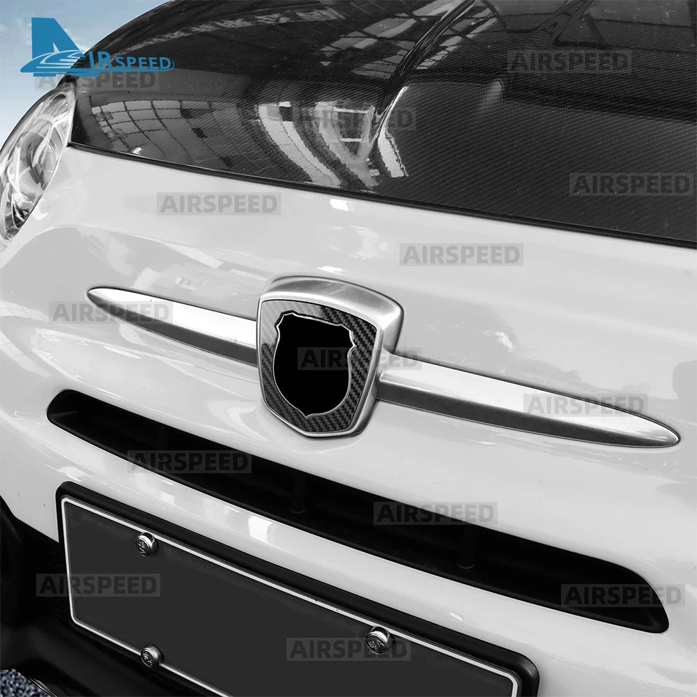 Real Dry Hard Carbon Fiber For Abarth 595 695 2012-2016 2017 2018 2019 2020 2021 2022 2023 2024 Front Badge Whiskers Logo Trim