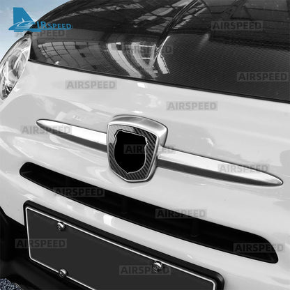 Real Dry Hard Carbon Fiber For Abarth 595 695 2012-2016 2017 2018 2019 2020 2021 2022 2023 2024 Front Badge Whiskers Logo Trim