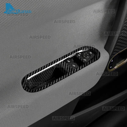 Real Hard Carbon Fiber Sticker for BMW Mini Cooper E J01 EV Electric SE 2024 2025 LHD RHD Car Door Window Switch Panel Cover - detail view 3