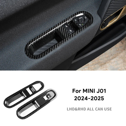 Real Hard Carbon Fiber Sticker for BMW Mini Cooper E J01 EV Electric SE 2024 2025 LHD RHD Car Door Window Switch Panel Cover - detail view 7