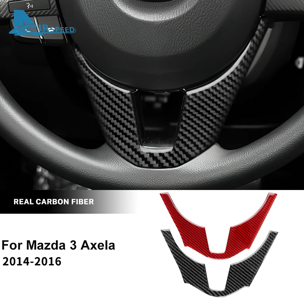 Real Soft Carbon Fiber Sticker For Mazda 3 Axela 2014 2015 2016 LHD RHD Car Steering Wheel Bottom Trim Interior Accessories