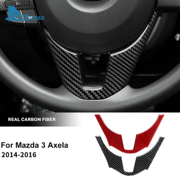 Real Soft Carbon Fiber Sticker For Mazda 3 Axela 2014 2015 2016 LHD RHD Car Steering Wheel Bottom Trim Interior Accessories