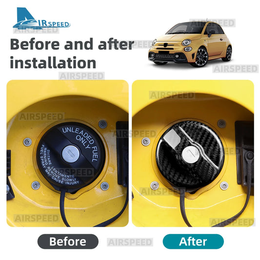 Real Dry Hard Carbon Fiber For Abarth 595 595C 695 695C 2012-2024/Fiat 500 500C 2008-2024 LHD RHD Car Inner Fuel Tank Cap Trim - detail view