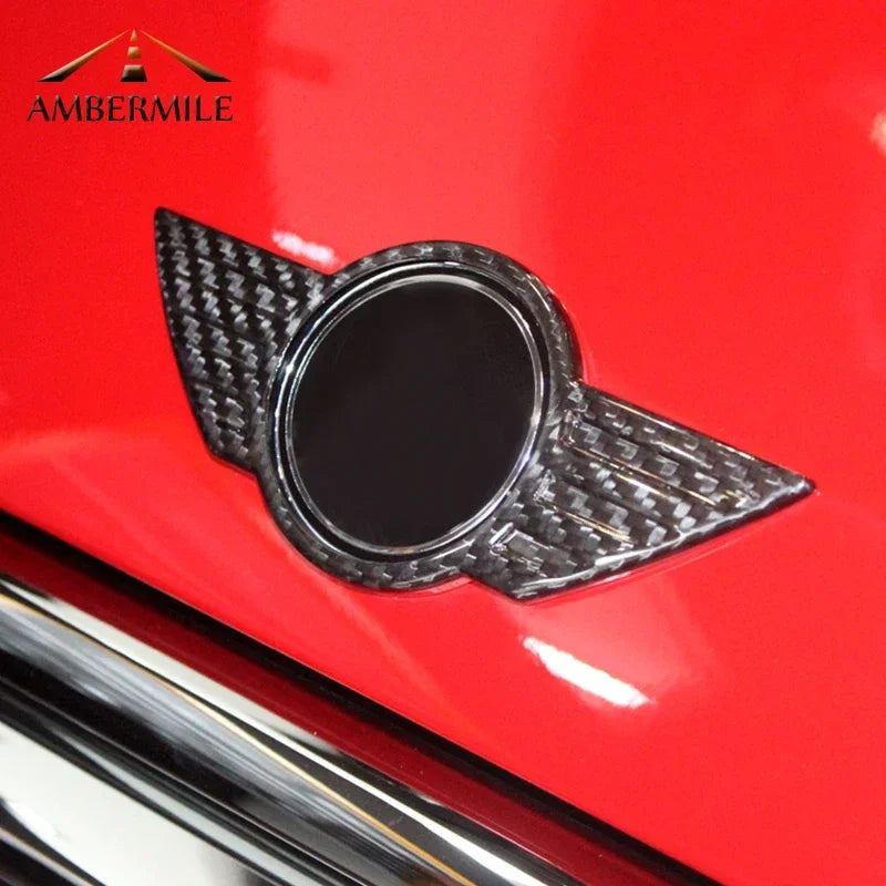Car Front Hood Rear Trunk Logo Badge Emblem Sticker Carbon Fiber for Mini Cooper F54 F55 F56 F60 R55 R56 R57 R60 R61 Countryman - detail view