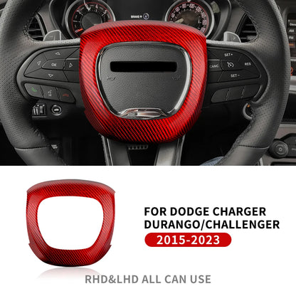 Steering Wheel Horn Cover For Dodge Charge/Durango/Challenger 2015-2023 Carbon FIber Airbag Cover Decoration Panel Shell