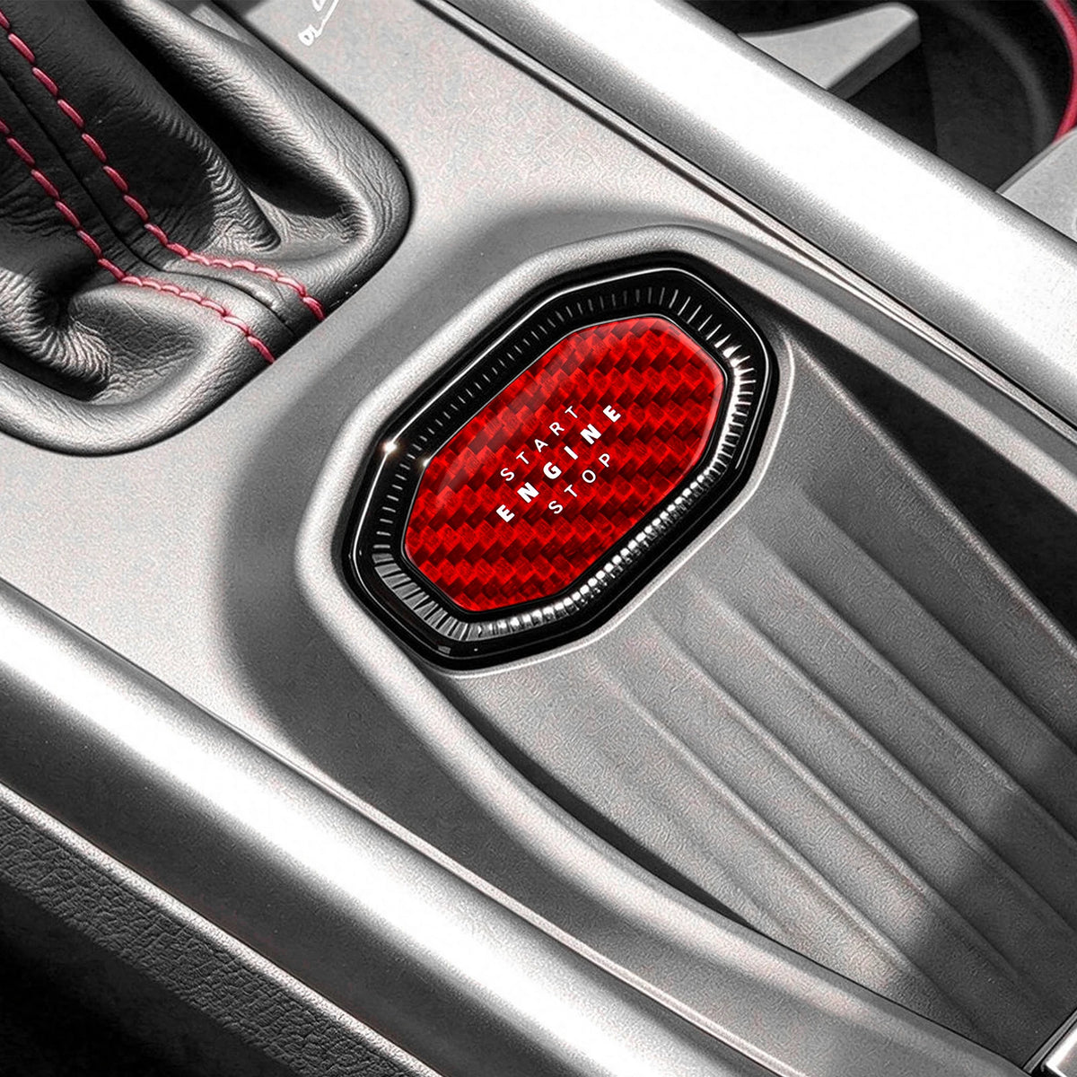 Sticker For Dodge Charger 2024 2025 2026 2027 Real Hard Dry Carbon Fiber Car Start Stop Button Frame Interior Accessories