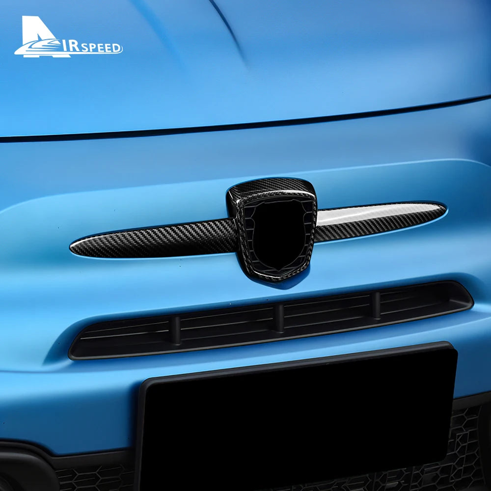 Black Forged Carbon Fiber Front Emblem Frame Trim for 2012–2024 Abarth 595 & 695