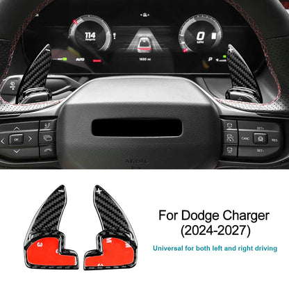 Sticker For Dodge Charger 2024 2025 2026 2027 Car Steering Wheel Paddle Shifter Real Hard Dry Carbon Fiber Interior Accessories