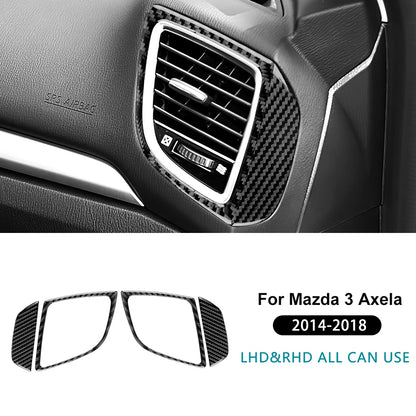 Real Carbon Fiber For Mazda 3 Axela 2014 2015 2016 2017 2018 LHD RHD Car Center Console Side Air Outlet Accessories Sticker