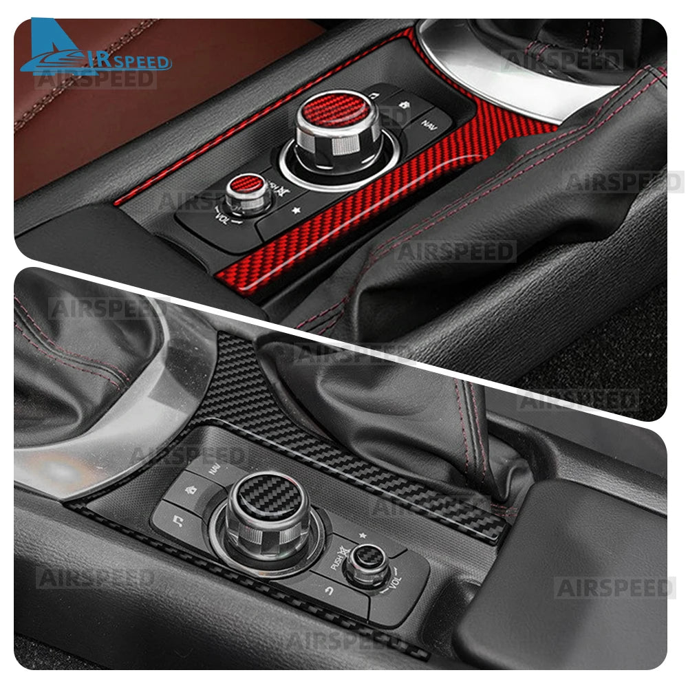 Real Soft Carbon Fiber For Mazda MX-5 MX5 Miata Roadster ND ND2 MK4 2015-2025/Fiat 124 2016-2020 Car Gear Shift Button Sticker