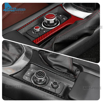Real Soft Carbon Fiber For Mazda MX-5 MX5 Miata Roadster ND ND2 MK4 2015-2025/Fiat 124 2016-2020 Car Gear Shift Button Sticker