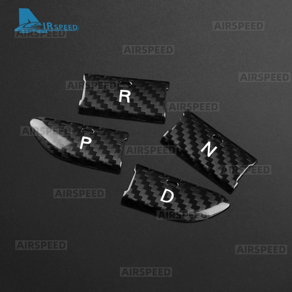 Real Hard Dry Carbon Fiber For Fiat 500e 2020 2021 2022 2023 2024 2025 2026 Abarth 595e 2022-2026 Car Gear Button Frame Sticker - detail view 4