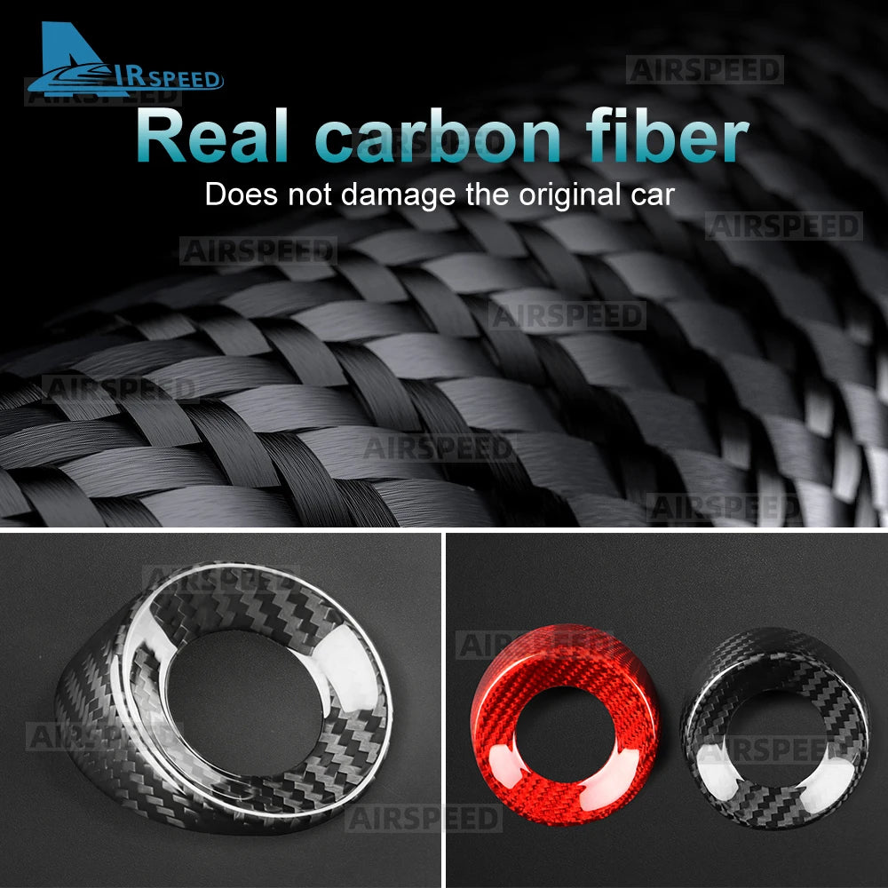 For Chevrolet Camaro 2010-2015 Hard Carbon Fiber Central Control Switch Decoration Ring Knob Trim Cover Interior Car Accessories - detail view 5