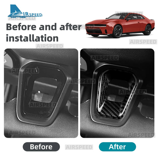 Real Hard Dry Carbon Fiber Material Sticker For Dodge Charger 2024 2025 2026 2027 Steering Wheel Chin Decoration Car Accessories
