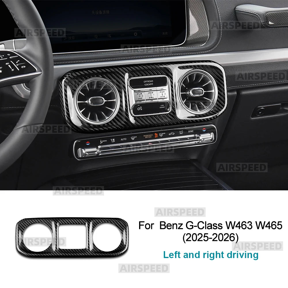 For Mercedes Benz G-Class W465 G63 G580 G500 2025 2026 2027 Real Hard Carbon Fiber Trim Cover Car Center Console Air Vent Frame