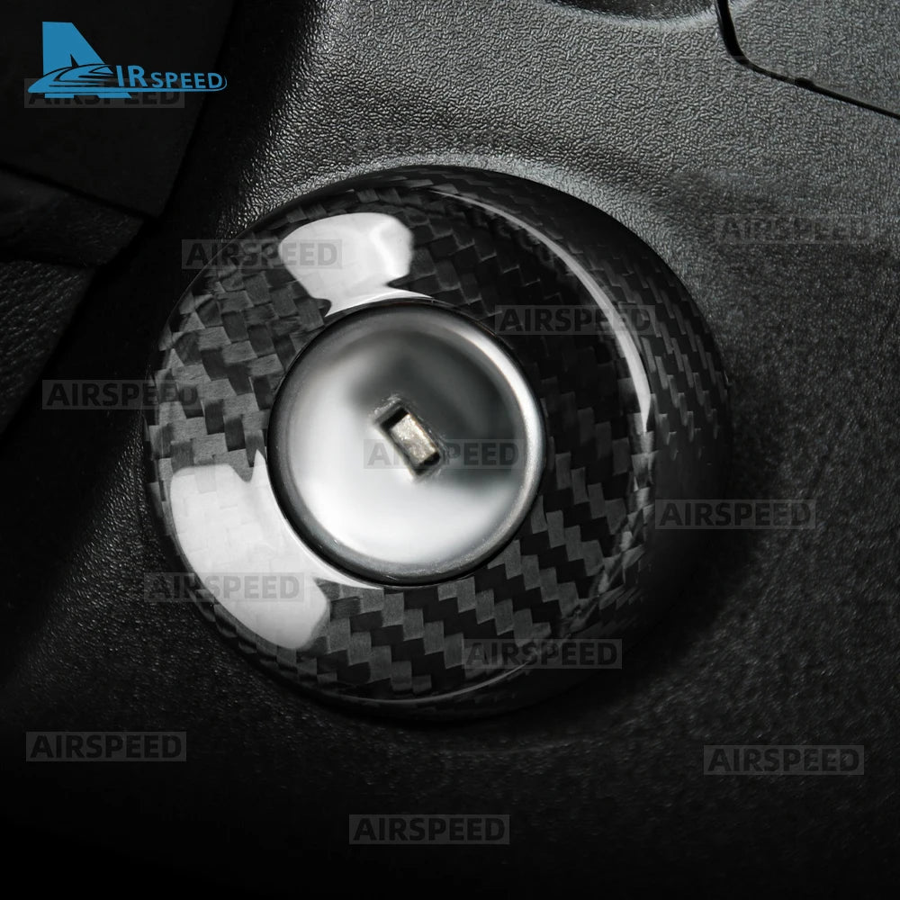 For Chevrolet Camaro 2010-2015 Hard Carbon Fiber Central Control Switch Decoration Ring Knob Trim Cover Interior Car Accessories - detail view 3