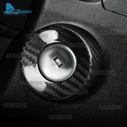 For Chevrolet Camaro 2010-2015 Hard Carbon Fiber Central Control Switch Decoration Ring Knob Trim Cover Interior Car Accessories - detail view 3