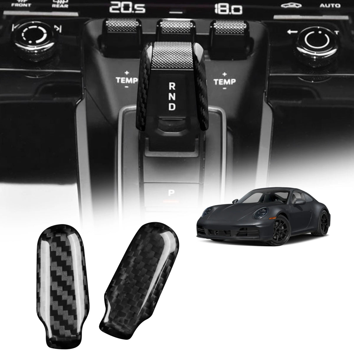 Real Hard Carbon Fiber Gear Shift Side Trim Sticker For Porsche 911 2020 2021 2022 2023 2024 2025 2026 Car Interior Accessories