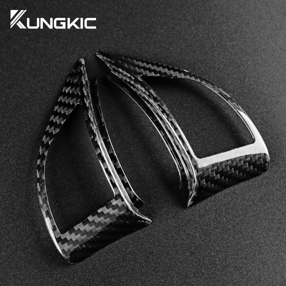 Real Hard Carbon Fiber Sticker For Fiat 500 Abarth 595 2010 2011 2012 2013 2014 2015 Car Steering Wheel Button Interior Trim - detail view 5